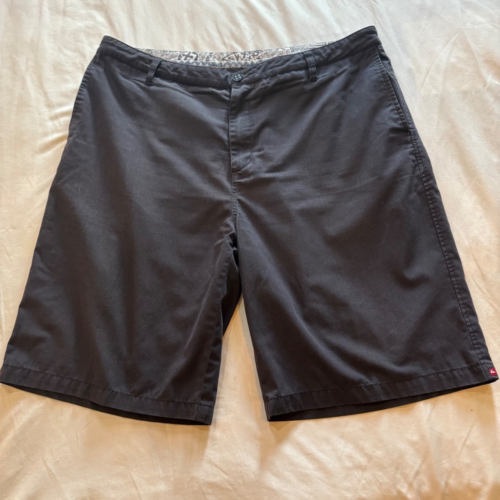 Quiksilver Mens Black Casual Chino Shorts Size 38 Walk Golf Shorts